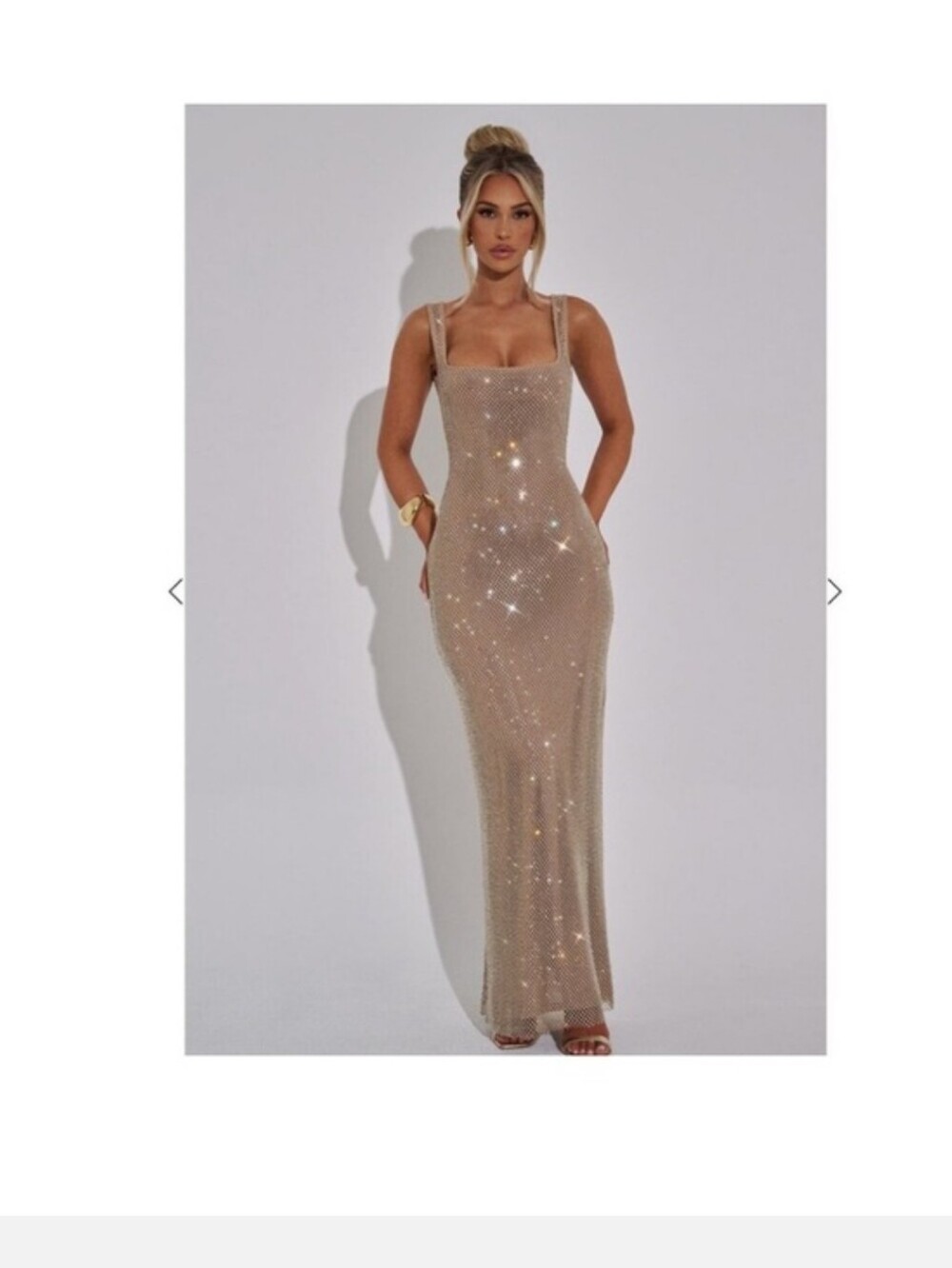 Petra Sparkle Mesh Maxi Dress in Silver